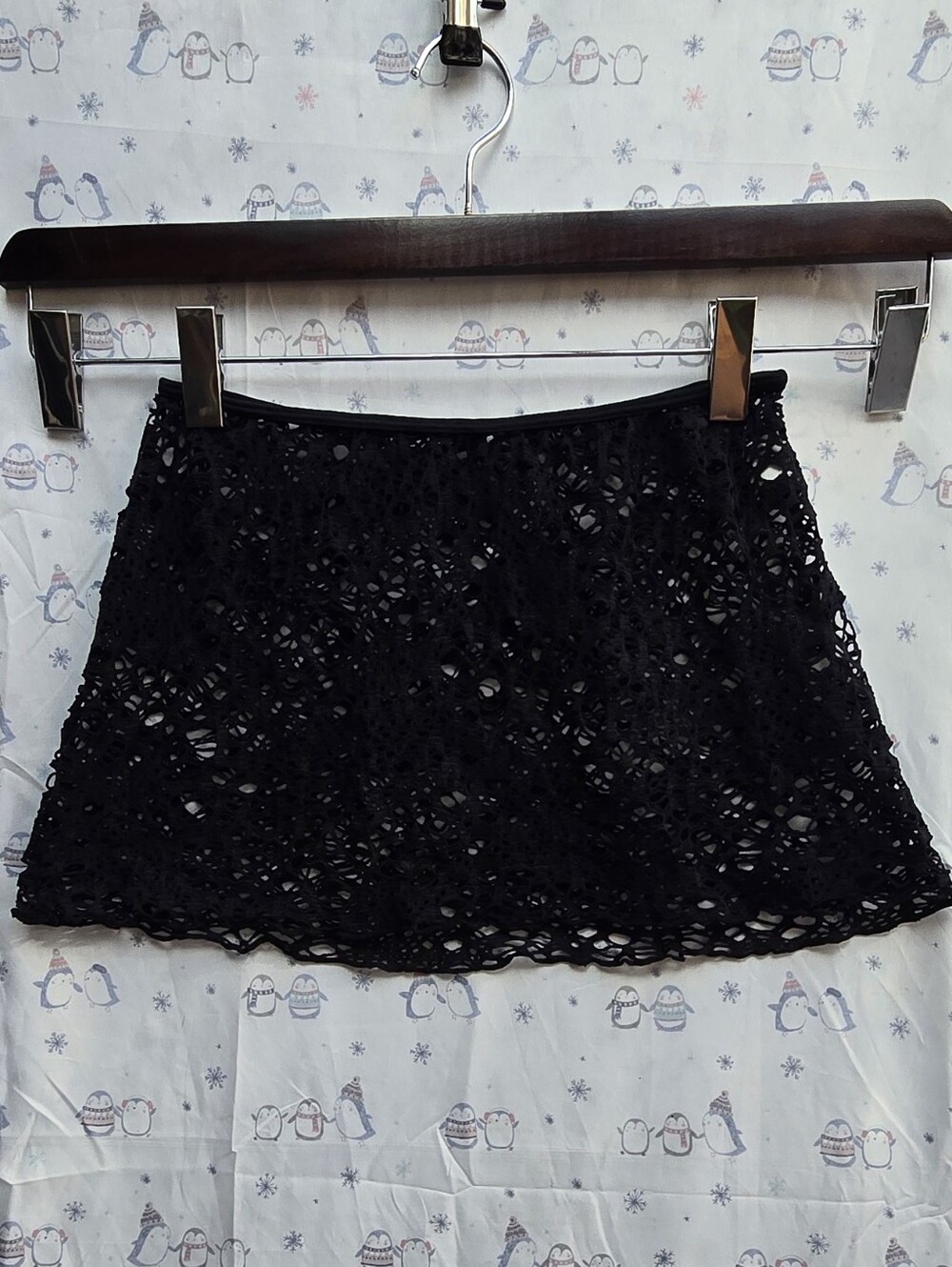 PHAX Black Lace Sheer Crochet Beach Cover-up Swimwear. Size M